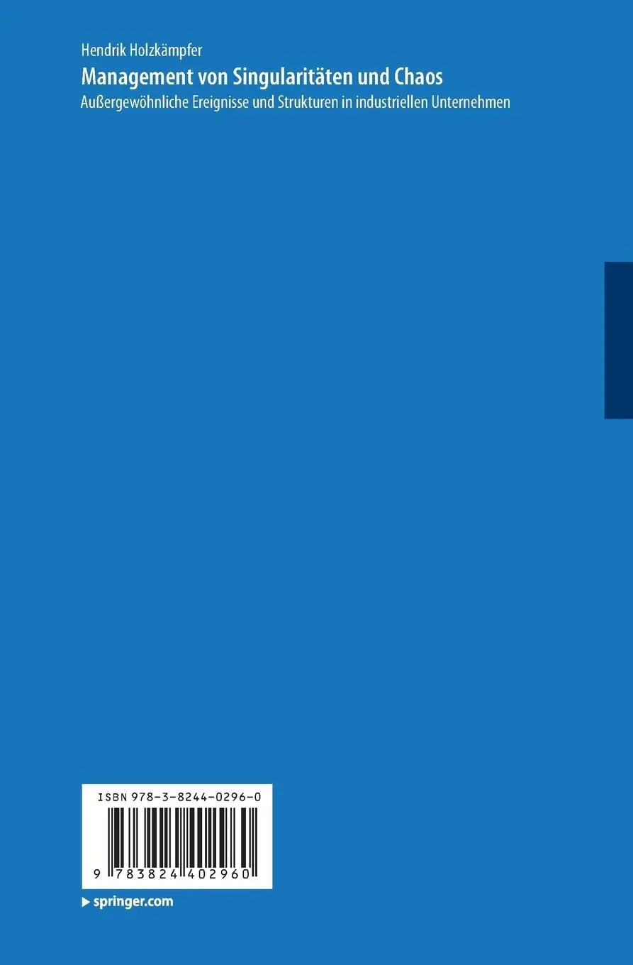 Rückseite: 9783824402960 | Management von Singularitäten und Chaos | Hendrik Holzkämpfer | Buch