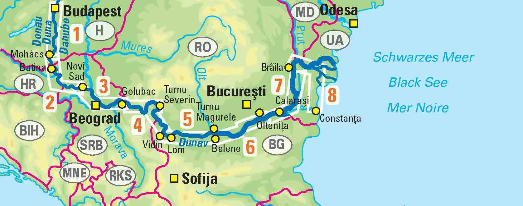 Bild: 9783943752960 | EuroVelo6 (Budapest - Schwarzes Meer) 1:100 000 | Kartographie Huber