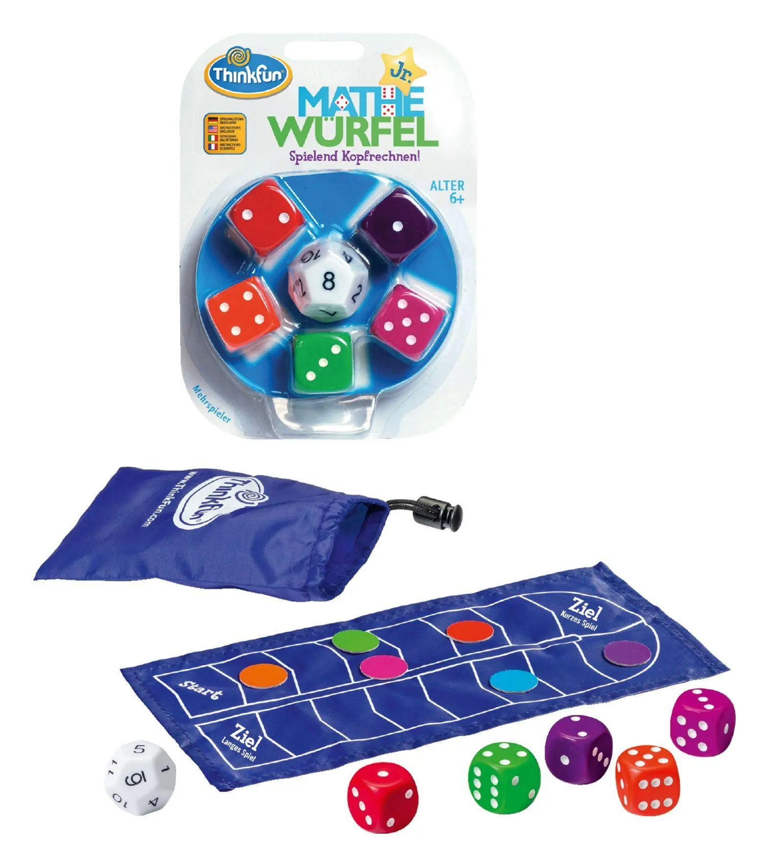 Bild: 4005556763160 | Mathe Würfel Junior | Das rasante Rechenspiel für Jüngere | ThinkFun