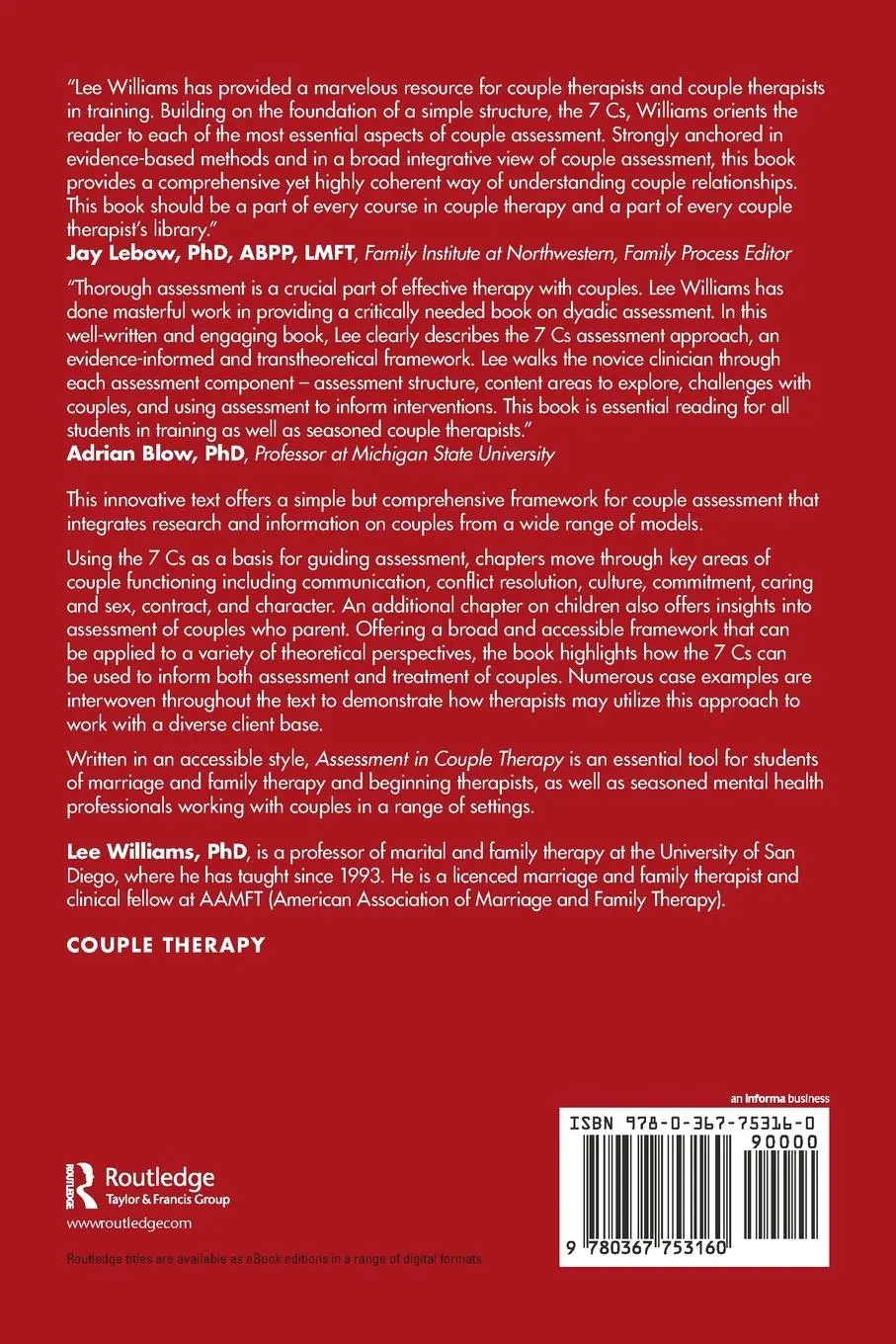 Rückseite: 9780367753160 | Assessment in Couple Therapy | Navigating the 7 Cs of Relationships