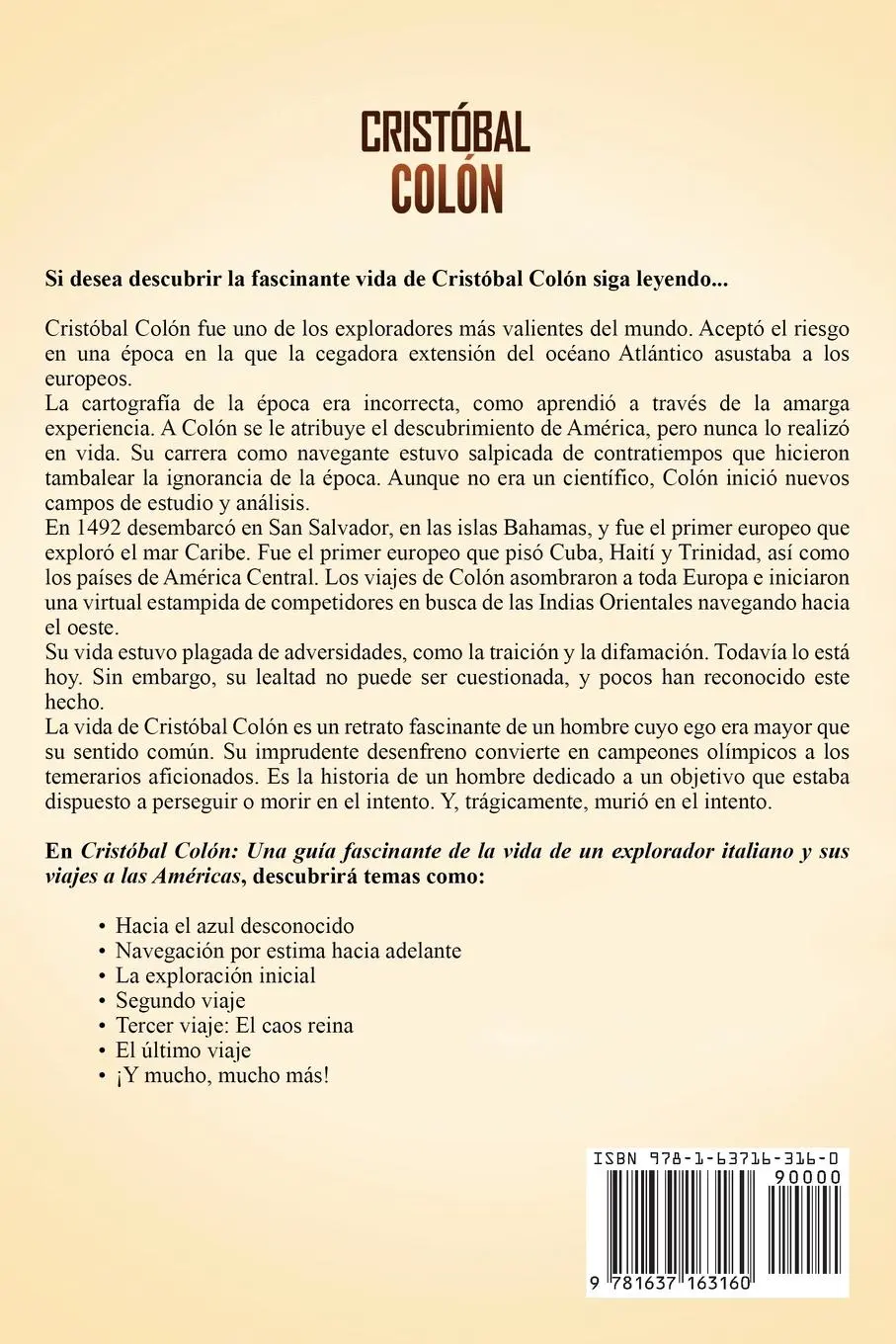 Rückseite: 9781637163160 | Cristóbal Colón | Captivating History | Taschenbuch | Spanisch | 2021