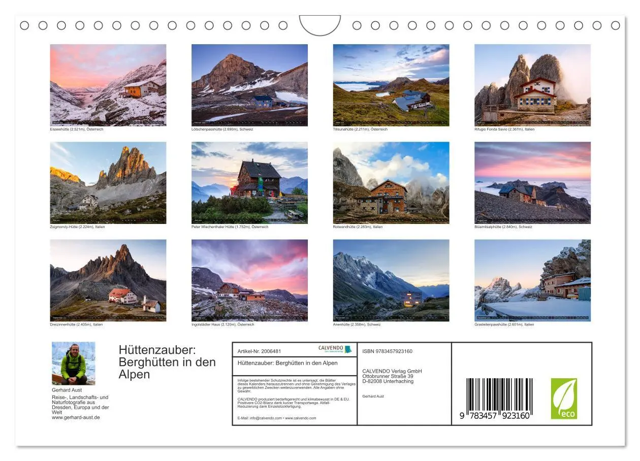 Bild: 9783457923160 | Hüttenzauber: Berghütten in den Alpen (Wandkalender 2026 DIN A4...