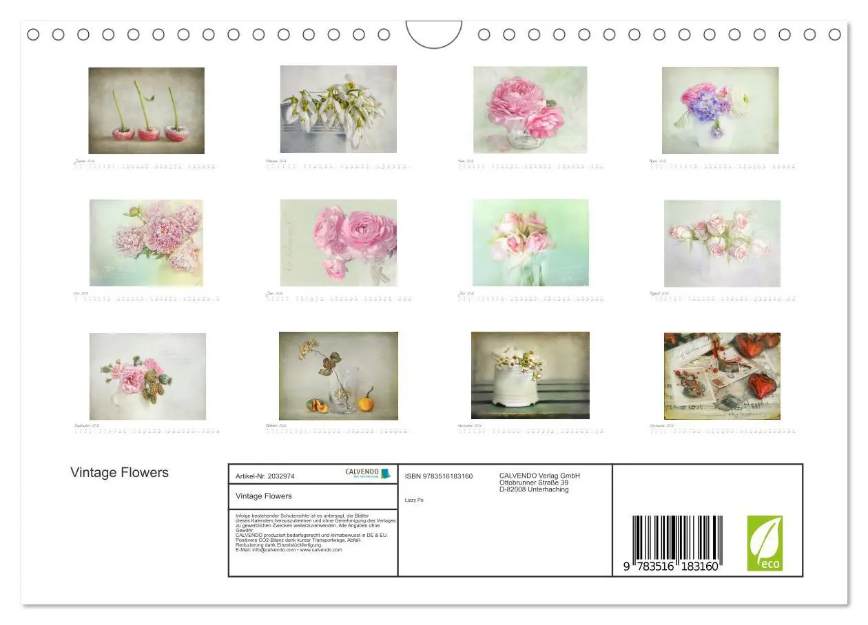 Bild: 9783516183160 | Vintage Flowers (Wandkalender 2026 DIN A4 quer), CALVENDO...
