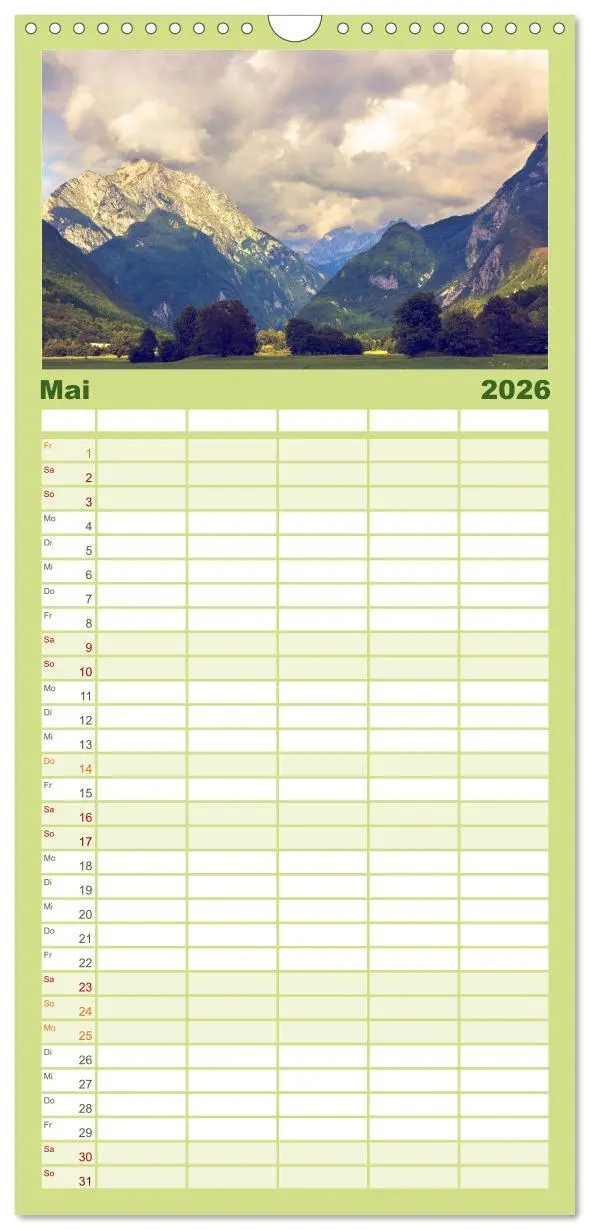 Bild: 9783516493160 | Familienplaner 2026 - Slowenische Landschaften mit 5 Spalten...