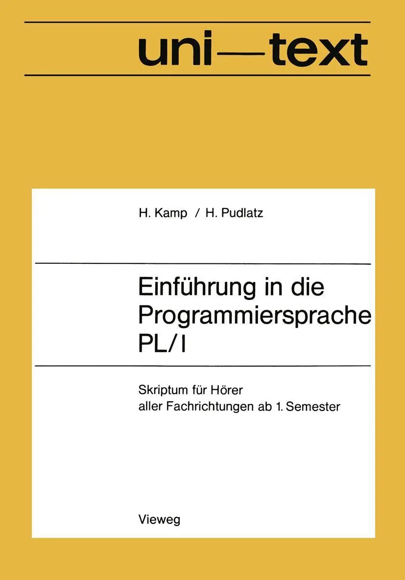 Cover: 9783528133160 | Einführung in die Programmiersprache PL/I | Hermann Kamp | Taschenbuch
