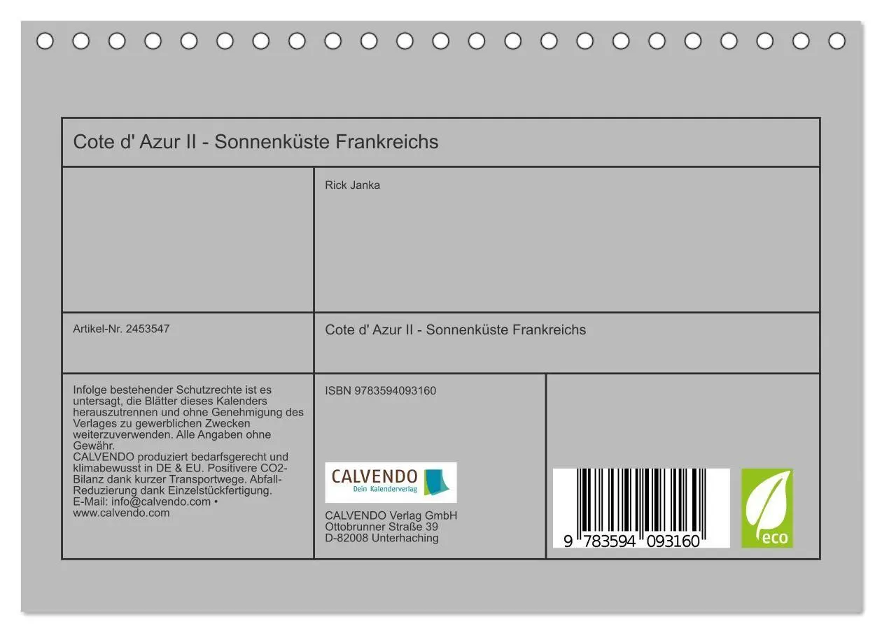 Bild: 9783594093160 | Cote d' Azur II - Sonnenküste Frankreichs (Tischkalender 2027 DIN...