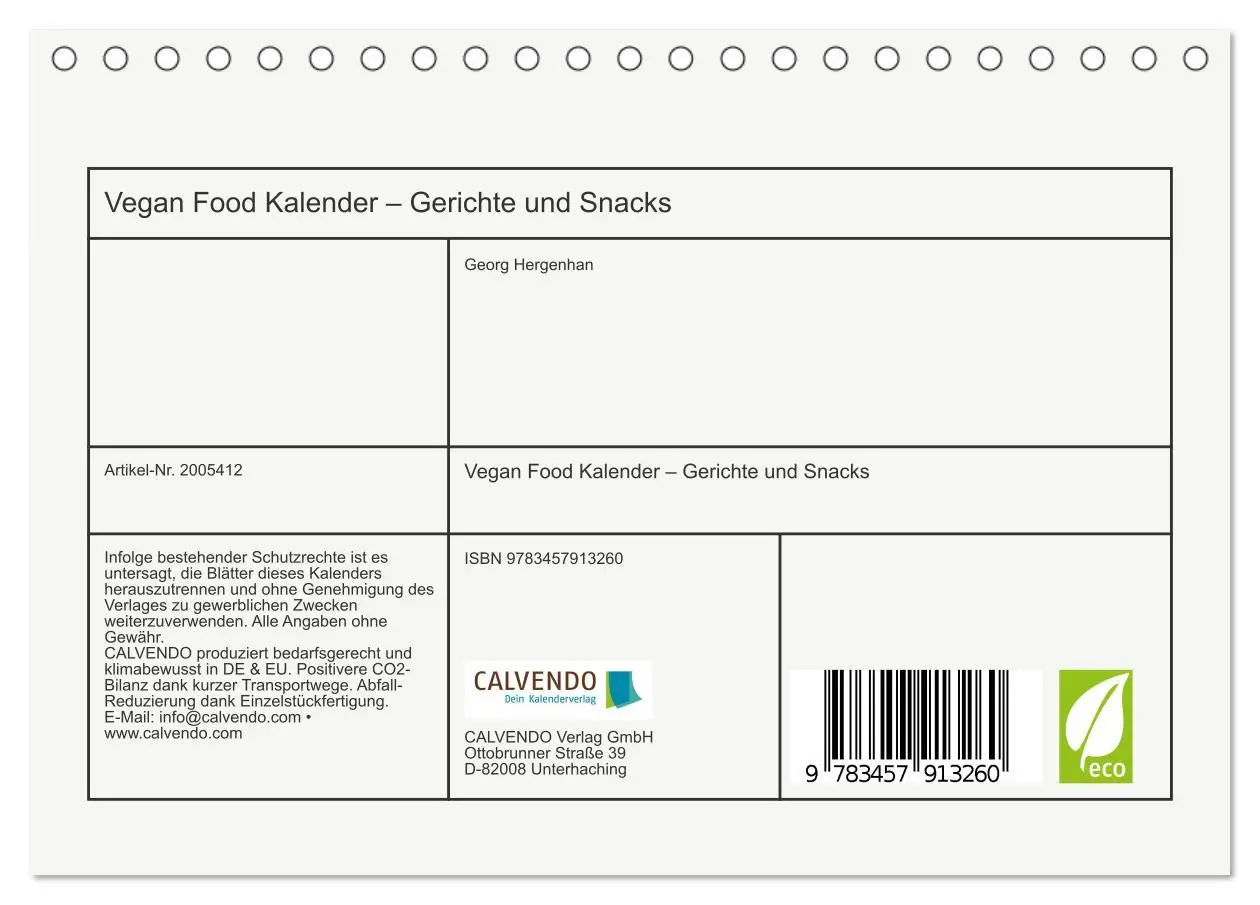 Bild: 9783457913260 | Vegan Food Kalender - Gerichte und Snacks (Tischkalender 2026 DIN...