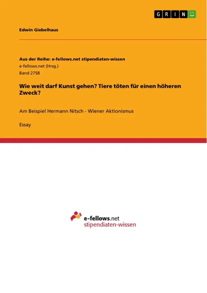 Cover: 9783668713260 | Wie weit darf Kunst gehen? Tiere töten für einen höheren Zweck? | Buch
