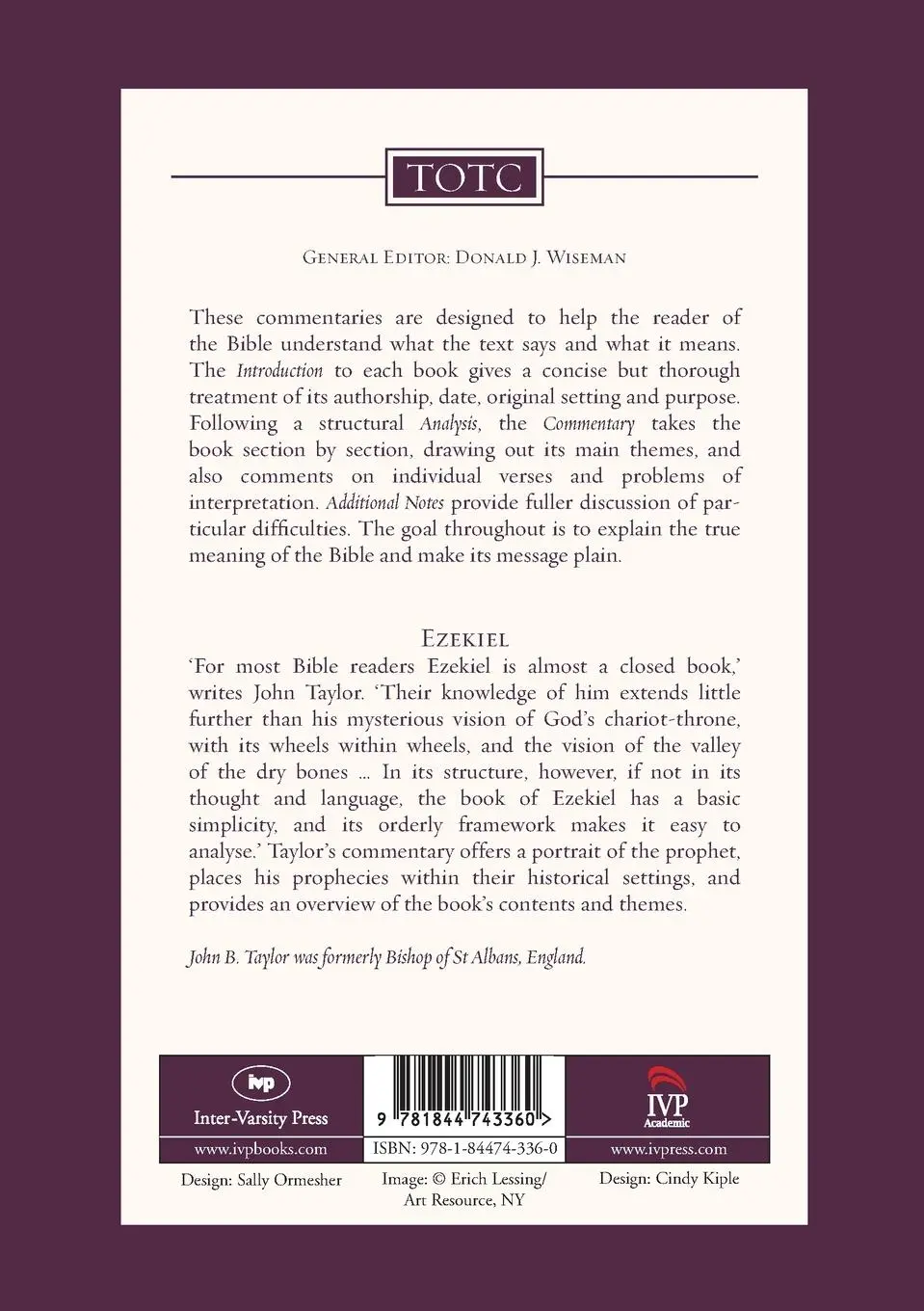 Rückseite: 9781844743360 | Ezekiel | Tyndale Old Testament Commentary | Jo Saxtron | Taschenbuch