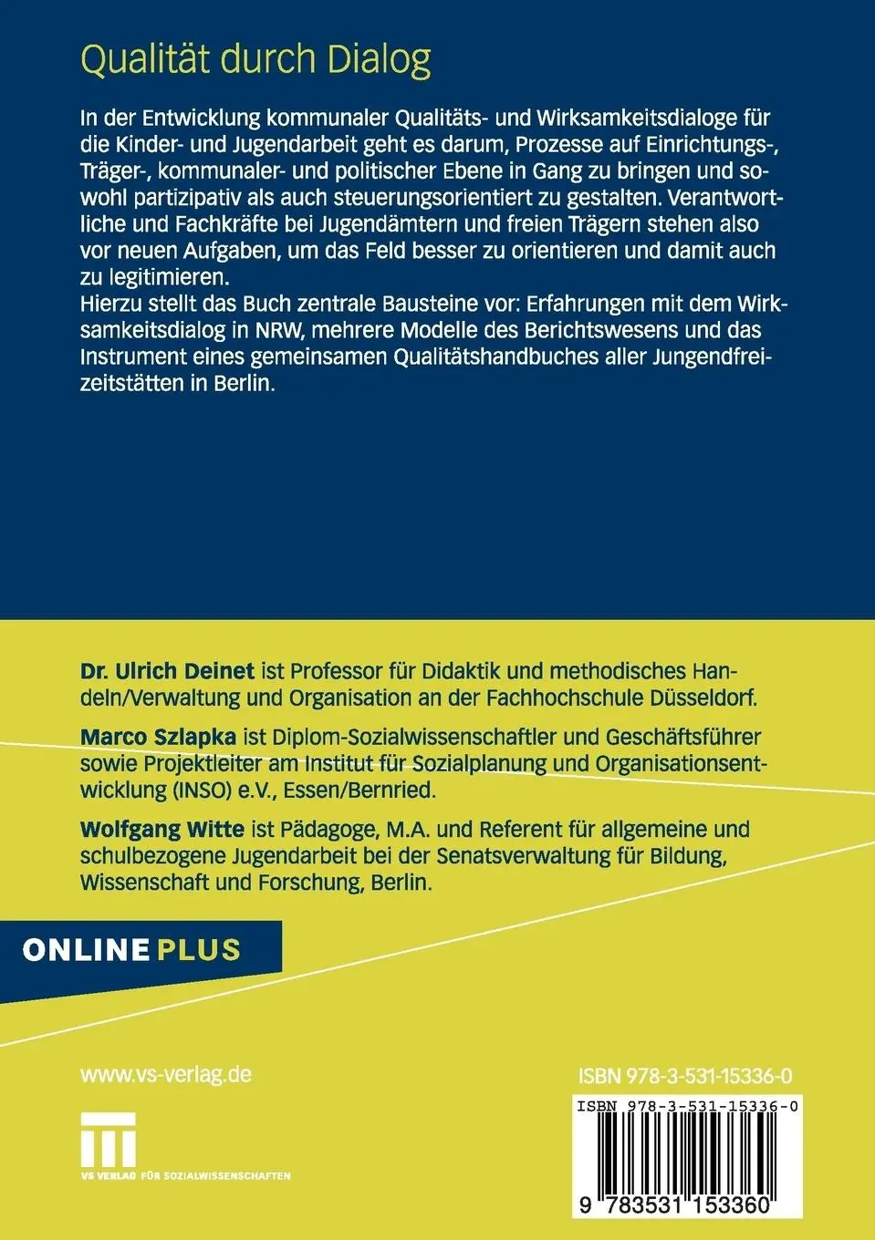 Rückseite: 9783531153360 | Qualität durch Dialog | Marco Szlapka (u. a.) | Taschenbuch | vi