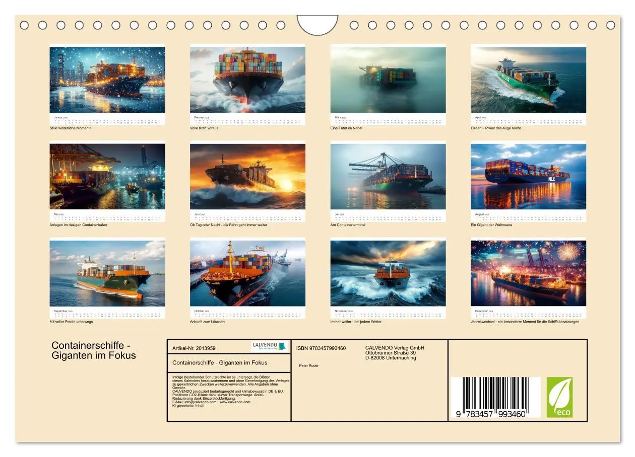Bild: 9783457993460 | Containerschiffe - Giganten im Fokus (Wandkalender 2026 DIN A4...