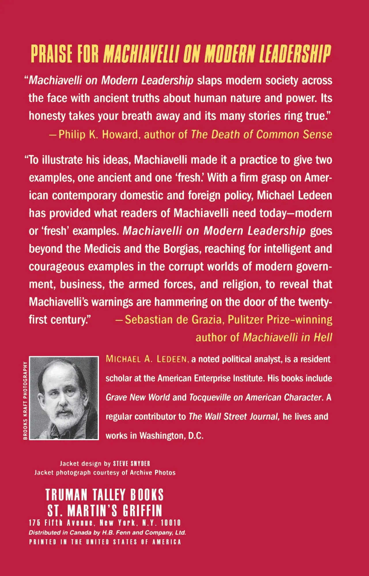Rückseite: 9780312263560 | Machiavelli on Modern Leadership | Michael Arthur Ledeen | Taschenbuch