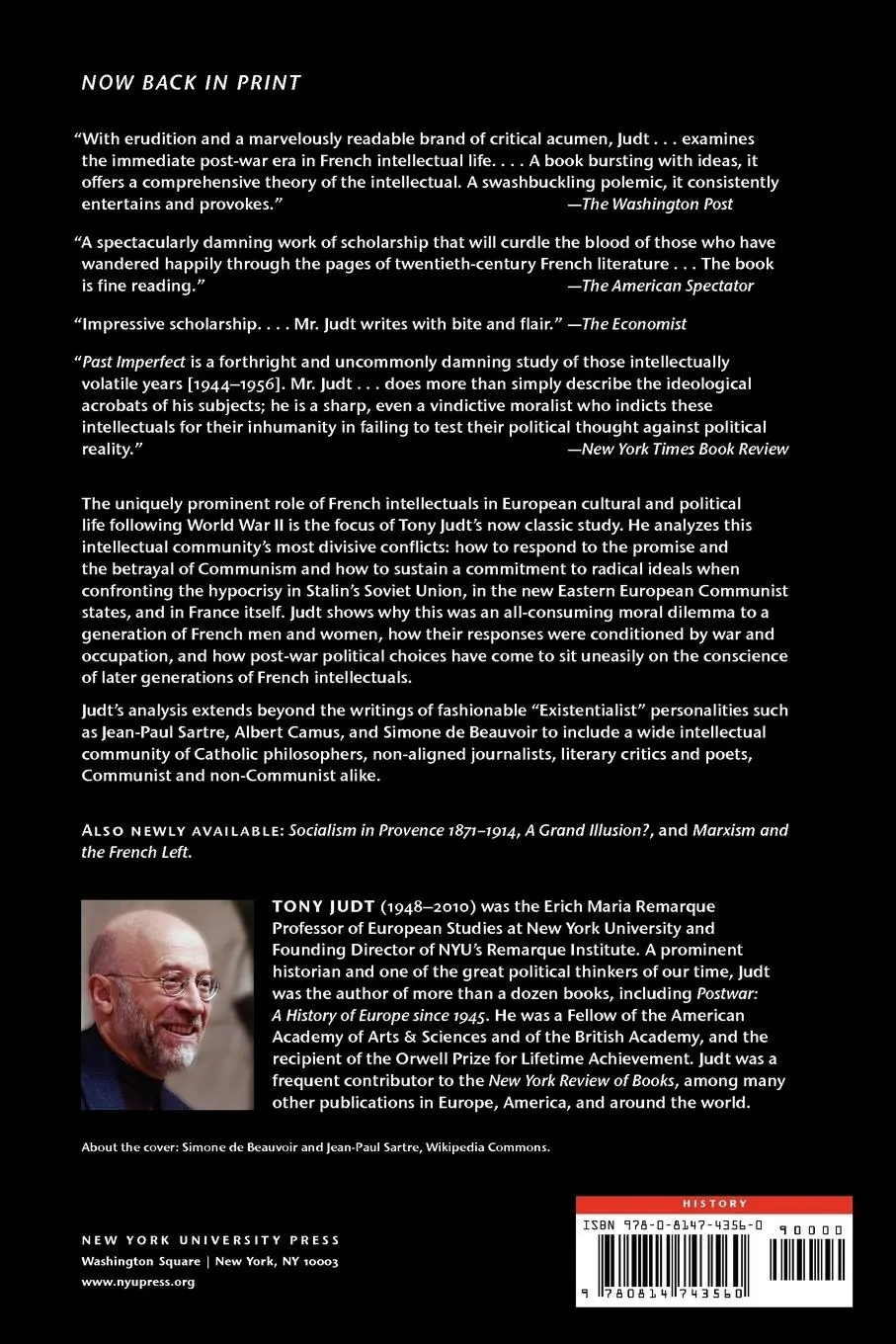 Rückseite: 9780814743560 | Past Imperfect | French Intellectuals, 1944-1956 | Tony Judt | Buch