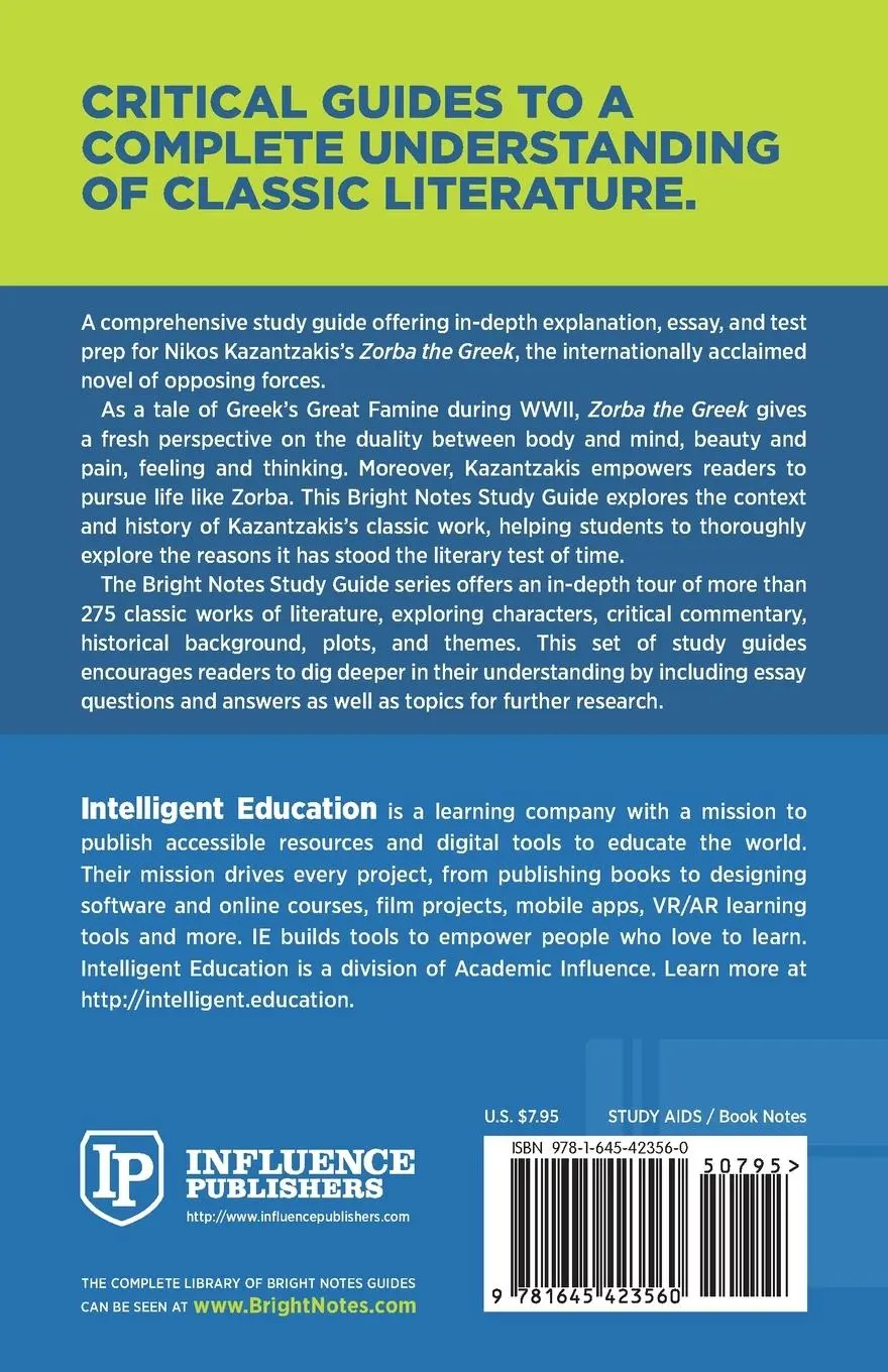 Rückseite: 9781645423560 | Study Guide to Zorba the Greek by Nikos Kazantzakis | Taschenbuch