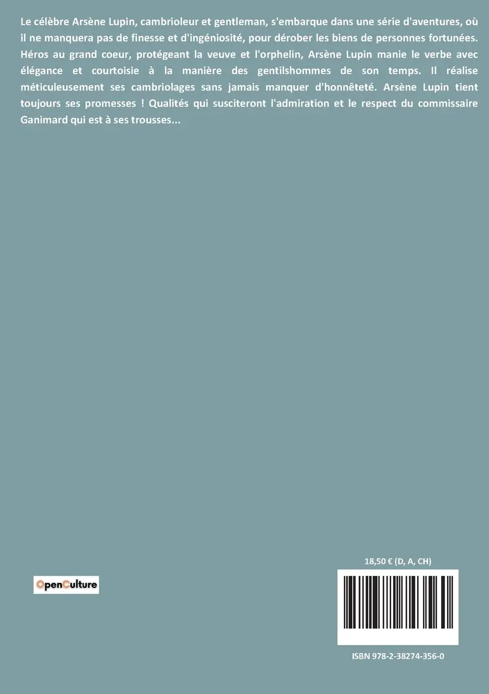 Rückseite: 9782382743560 | Arsène Lupin | Gentleman Cambrioleur | Maurice Leblanc | Taschenbuch