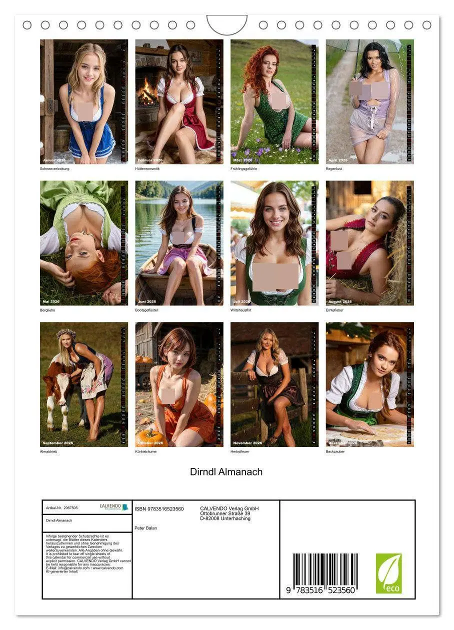 Bild: 9783516523560 | Dirndl Almanach (Wandkalender 2026 DIN A4 hoch), CALVENDO...