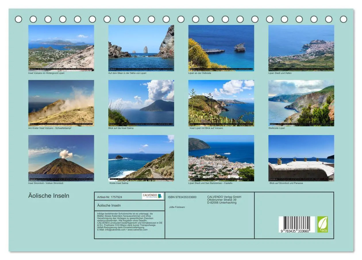 Bild: 9783435333660 | Äolische Inseln (Tischkalender 2025 DIN A5 quer), CALVENDO...