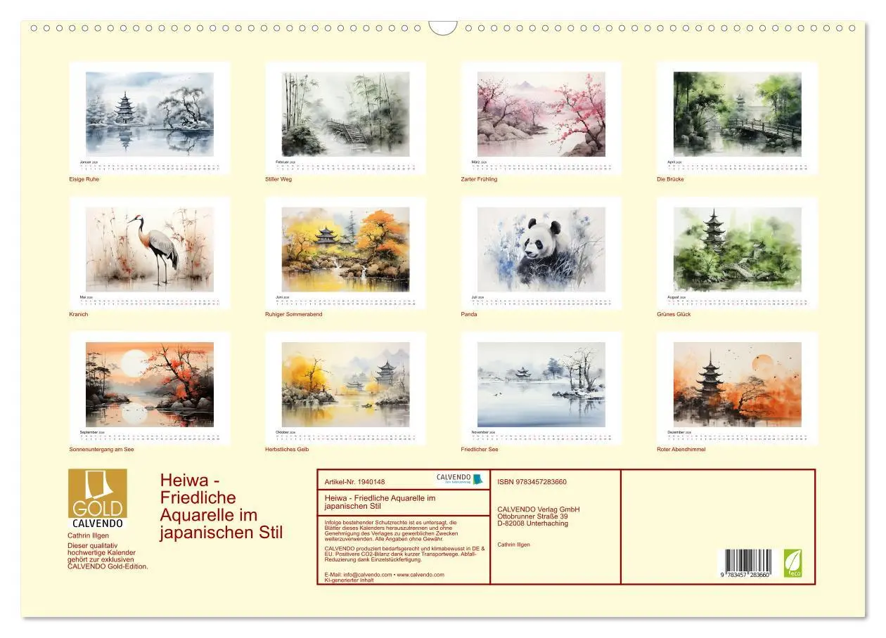 Bild: 9783457283660 | Heiwa - Friedliche Aquarelle im japanischen Stil (Wandkalender 2026...