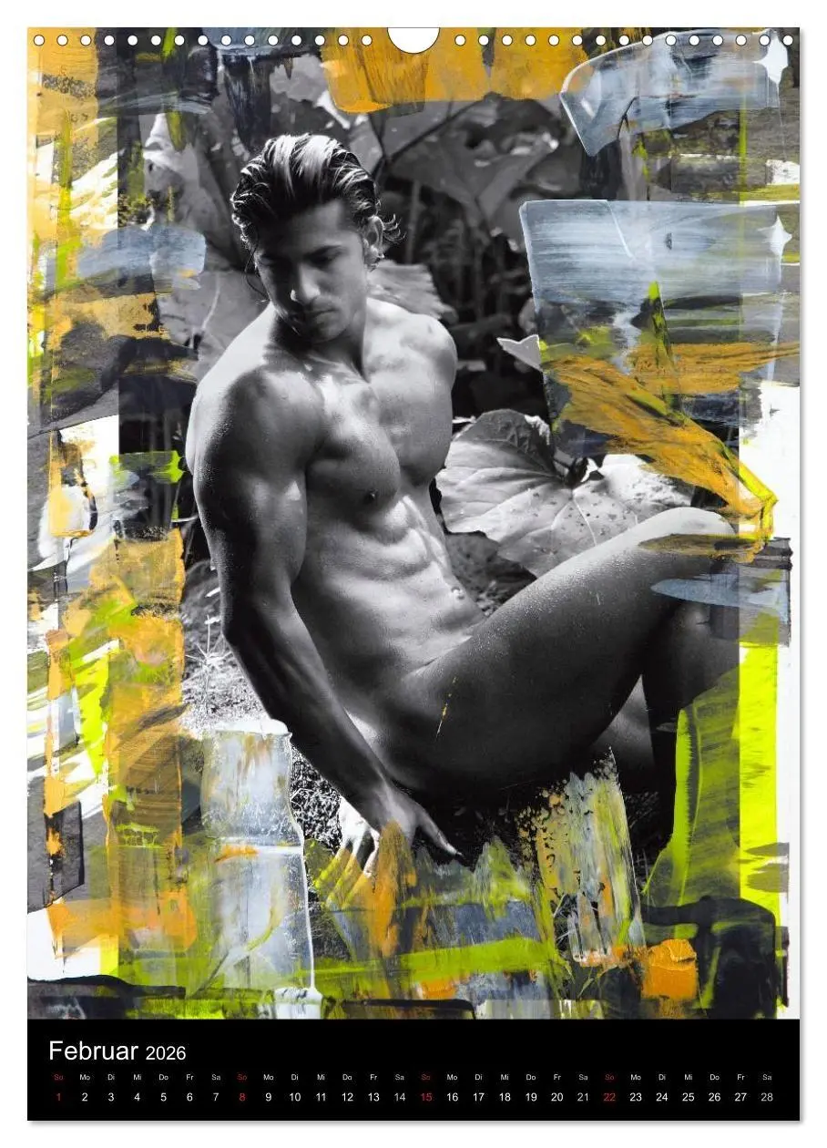 Bild: 9783516443660 | Männer - übermalte Aktfotografien (Wandkalender 2026 DIN A3 hoch),...