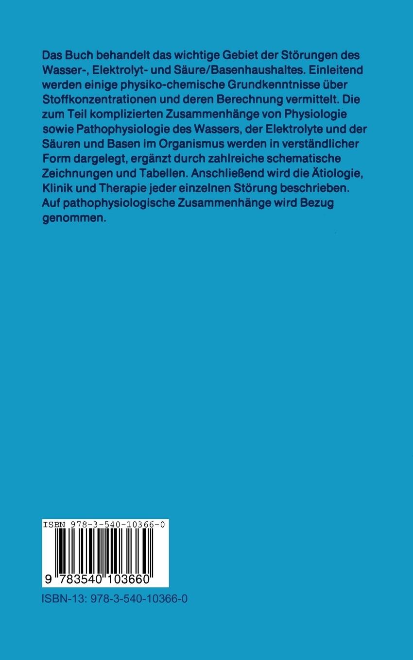 Rückseite: 9783540103660 | Störungen des Wasser-, Elektrolyt- und Säure-Basenhaushaltes | Schley