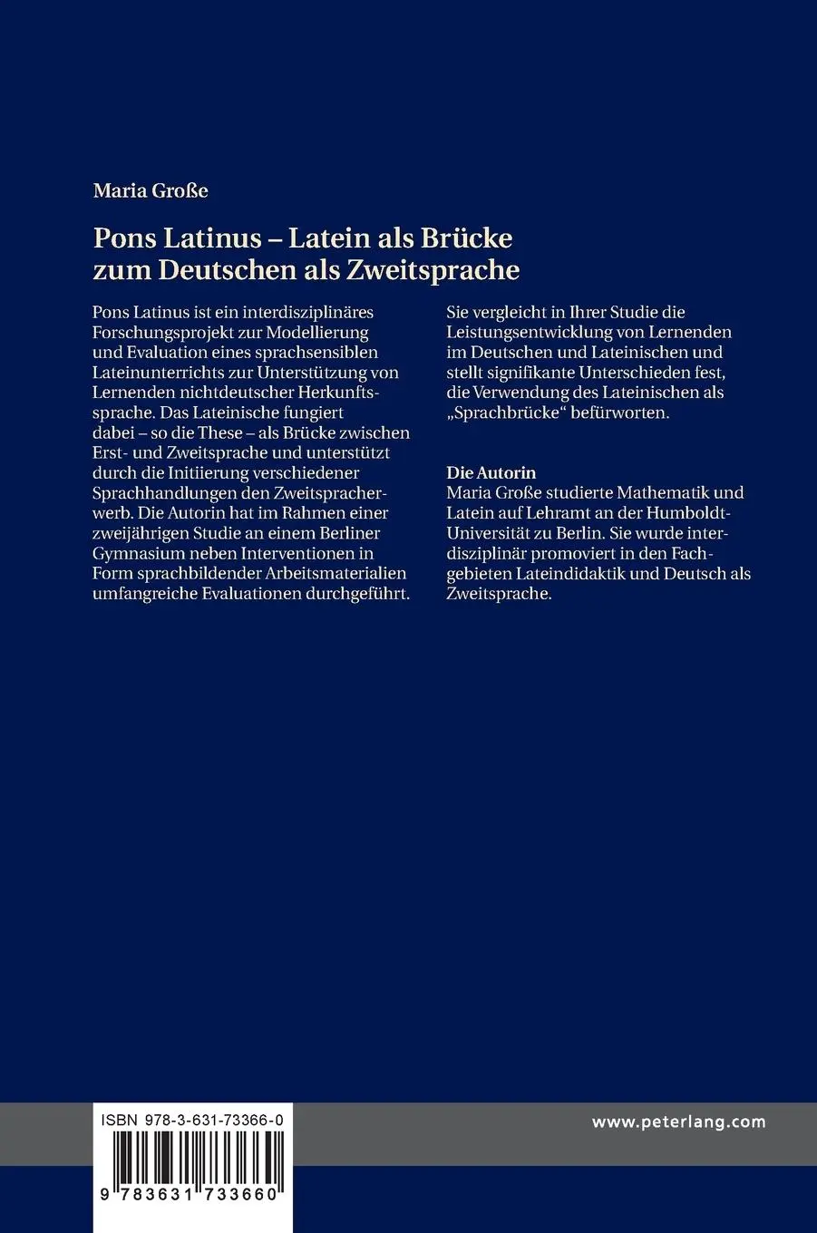 Rückseite: 9783631733660 | Pons Latinus - Latein als Brücke zum Deutschen als Zweitsprache | Buch