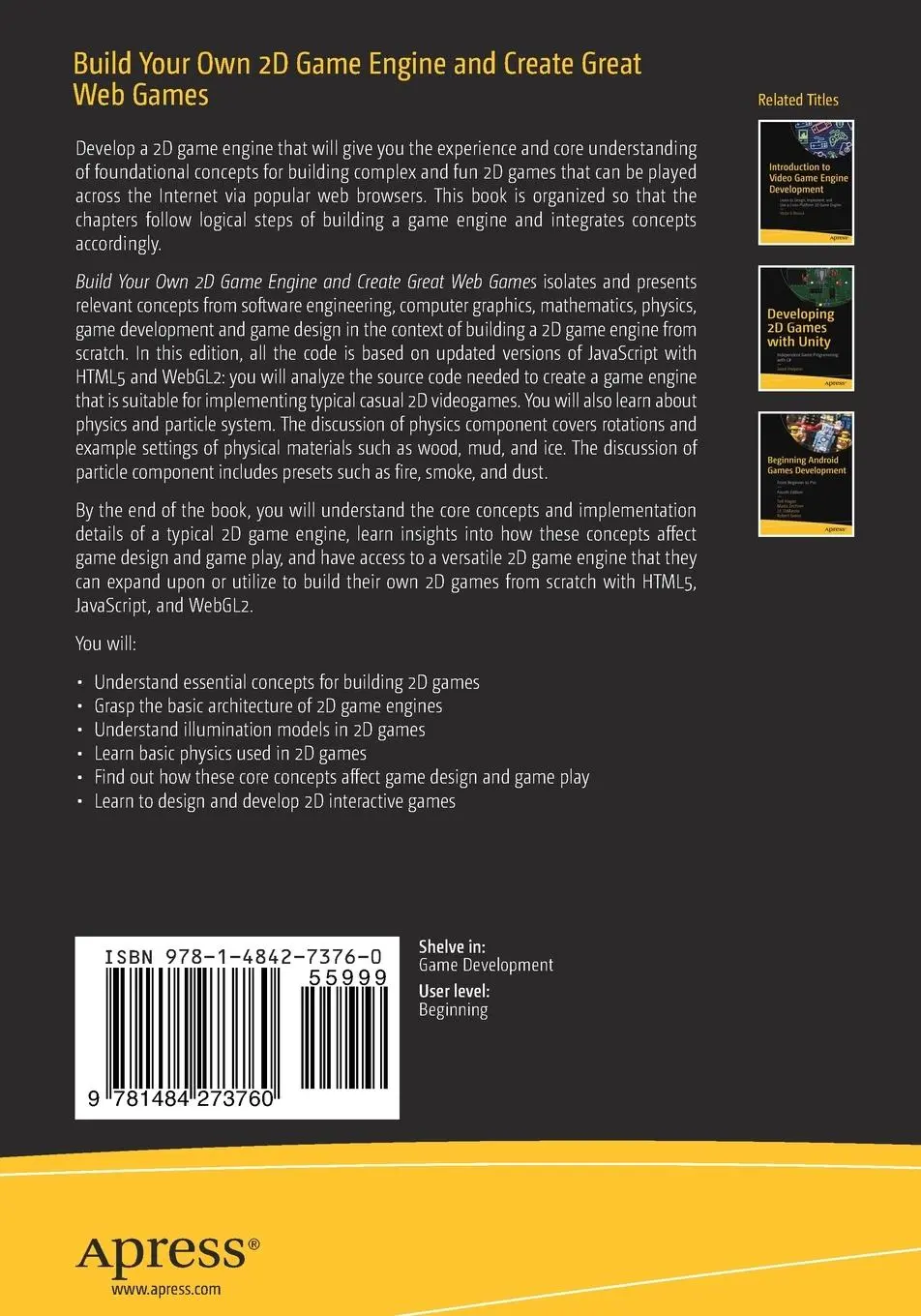 Rückseite: 9781484273760 | Build Your Own 2D Game Engine and Create Great Web Games | Taschenbuch