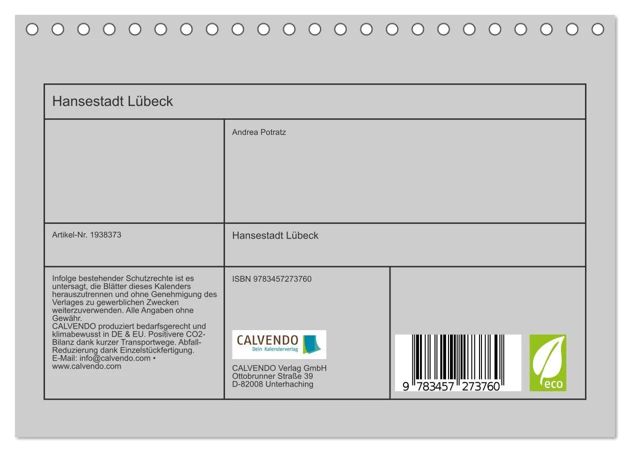 Bild: 9783457273760 | Hansestadt Lübeck (Tischkalender 2026 DIN A5 quer), CALVENDO...