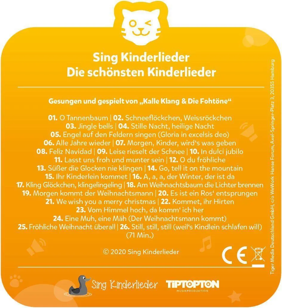 Bild: 4260535483860 | tigercard - Sing Kinderlieder - Die schönsten Weihnachtslieder | 2021