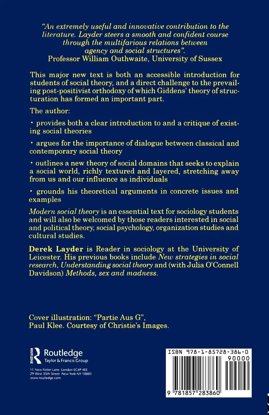 Rückseite: 9781857283860 | Modern Social Theory | Key Debates And New Directions | Layder (u. a.)