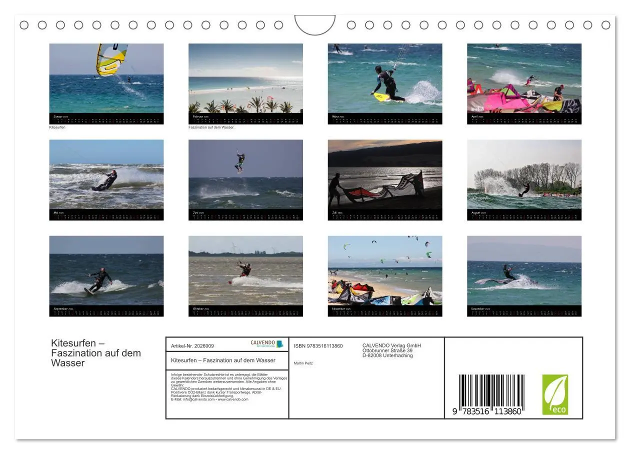 Bild: 9783516113860 | Kitesurfen - Faszination auf dem Wasser (Wandkalender 2026 DIN A4...