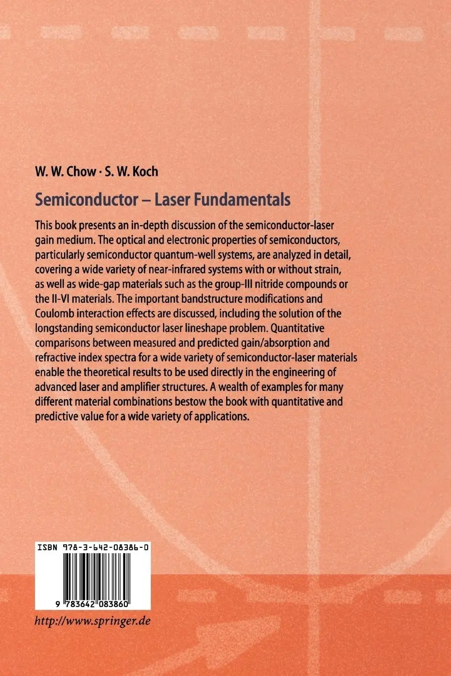 Rückseite: 9783642083860 | Semiconductor-Laser Fundamentals | Physics of the Gain Materials | x