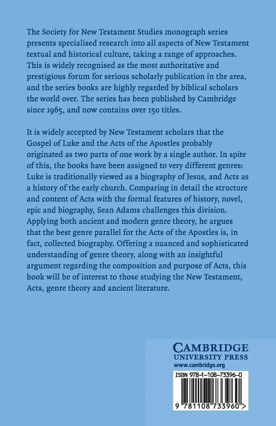 Rückseite: 9781108733960 | The Genre of Acts and Collected Biography | Sean A. Adams | Buch