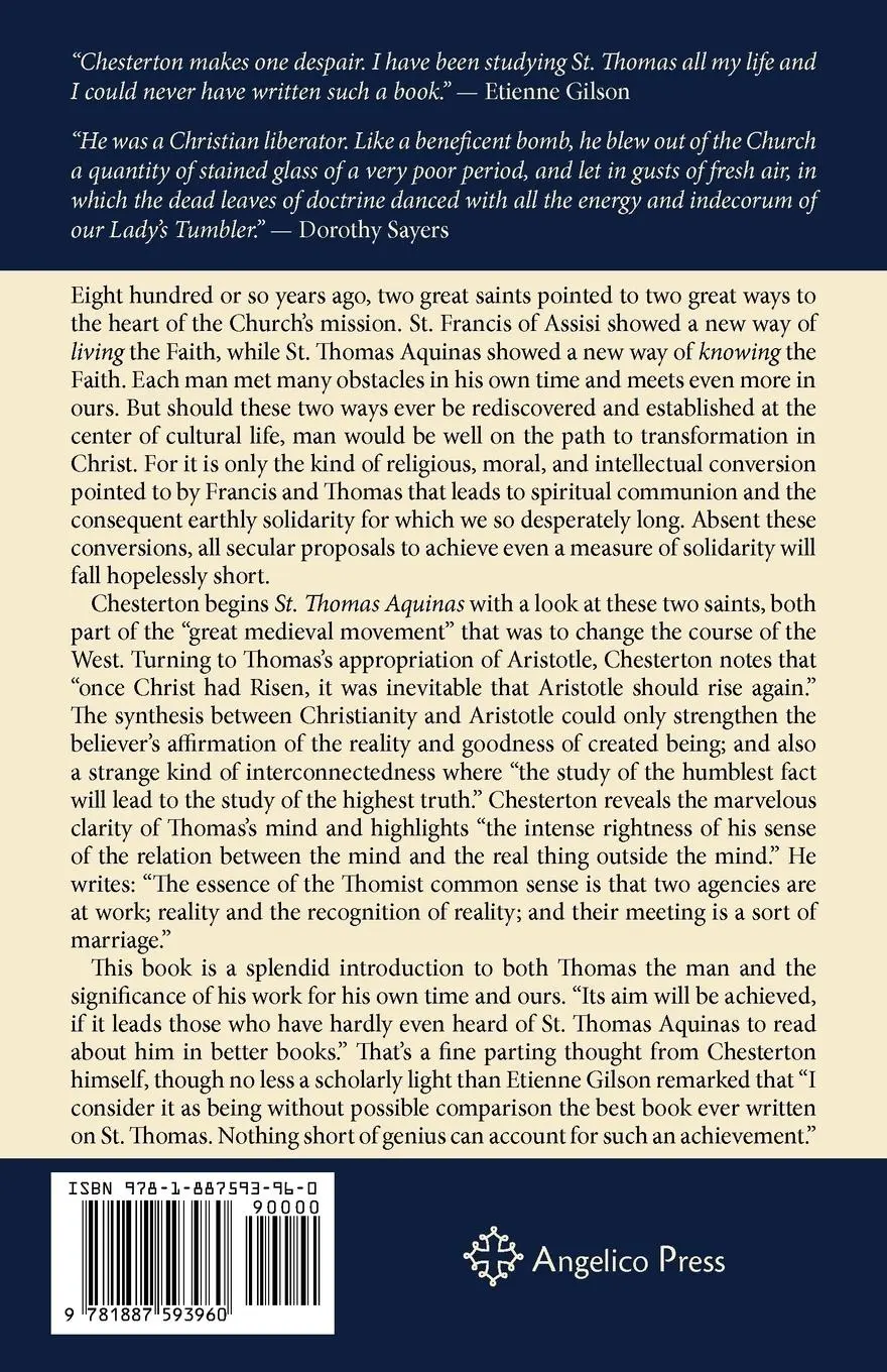 Rückseite: 9781887593960 | St. Thomas Aquinas | G. K. Chesterton | Taschenbuch | Englisch | 2011