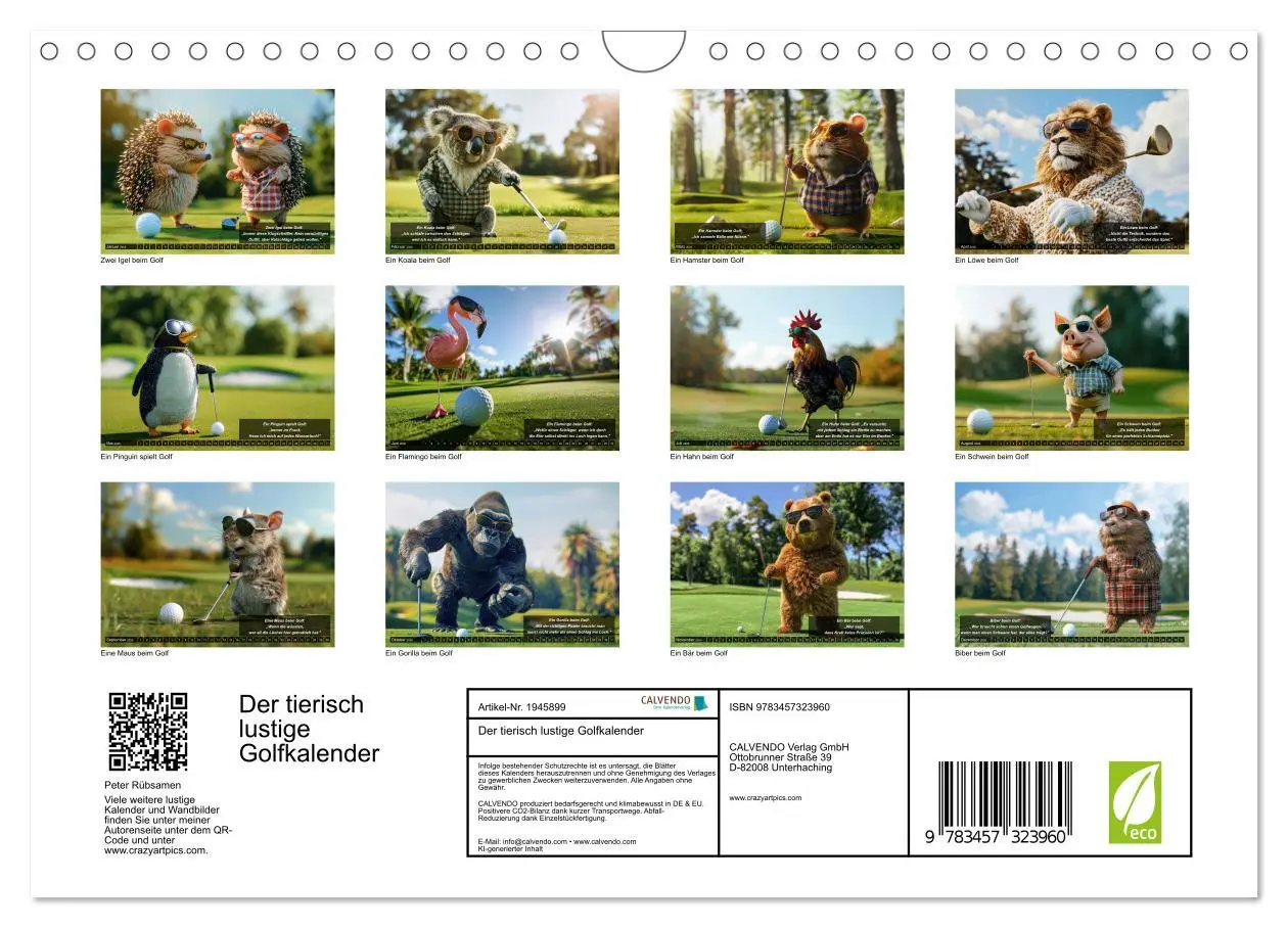 Bild: 9783457323960 | Der tierisch lustige Golfkalender (Wandkalender 2026 DIN A4 quer),...