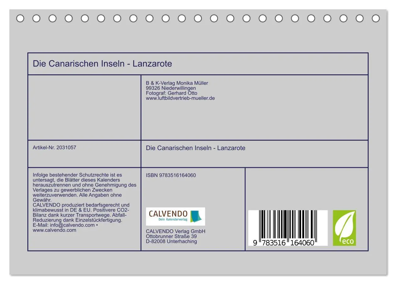 Bild: 9783516164060 | Die Canarischen Inseln - Lanzarote (Tischkalender 2026 DIN A5...