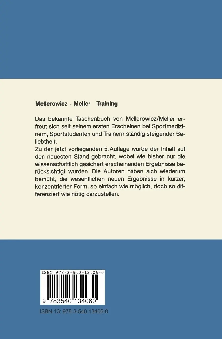 Rückseite: 9783540134060 | Training | H. Mellerowicz (u. a.) | Taschenbuch | xii | Deutsch | 1984