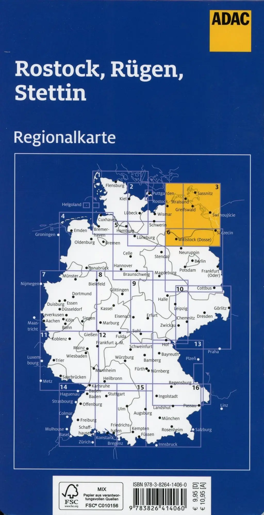 Bild: 9783826414060 | ADAC Regionalkarte Deutschland Blatt 3 Rostock, Rügen, Stettin...