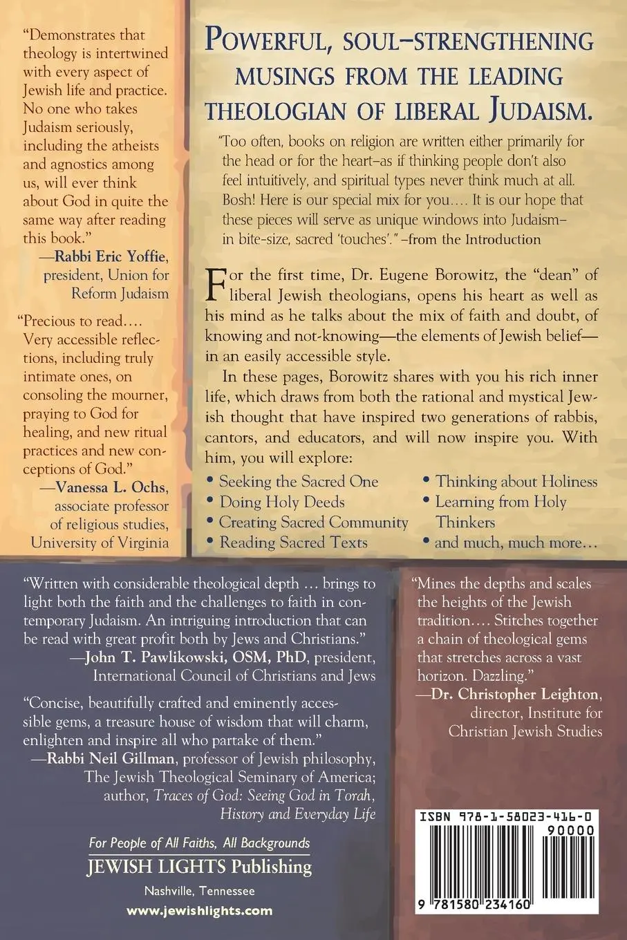 Rückseite: 9781580234160 | A Touch of the Sacred | A Theologian's Informal Guide to Jewish Belief