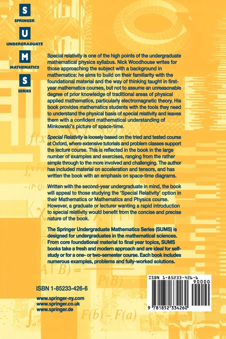 Rückseite: 9781852334260 | Special Relativity | N. M. J. Woodhouse | Taschenbuch | x | Englisch