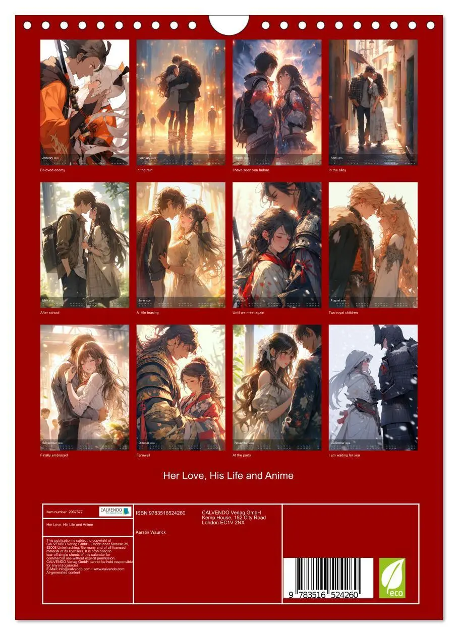 Bild: 9783516524260 | Her Love, His Life and Anime (Wall Calendar 2026 DIN A4 portrait),...