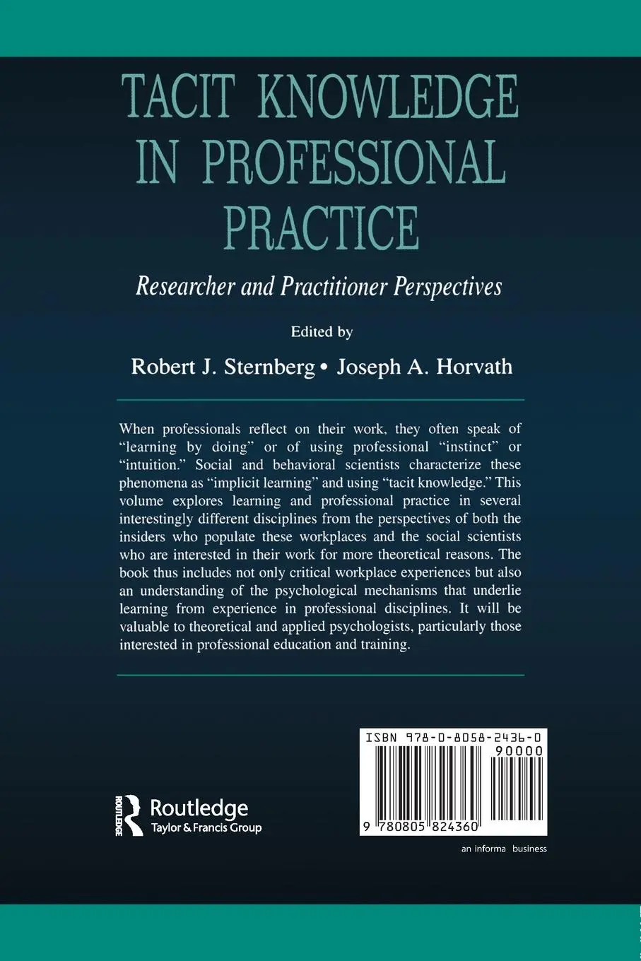 Rückseite: 9780805824360 | Tacit Knowledge in Professional Practice | Robert J. Sternberg (u. a.)