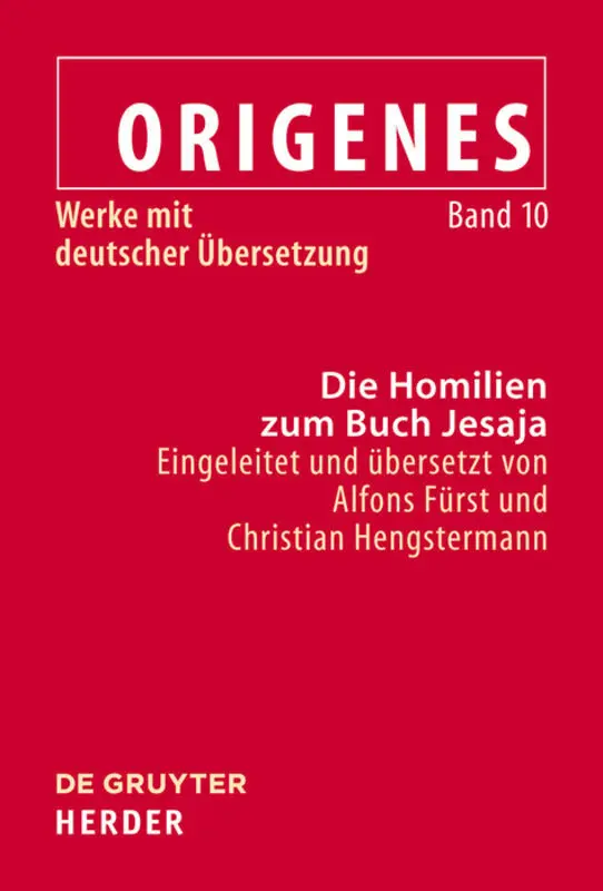 Cover: 9783110204360 | Die Homilien zum Buch Jesaja | Alfons Fürst (u. a.) | Buch | VII