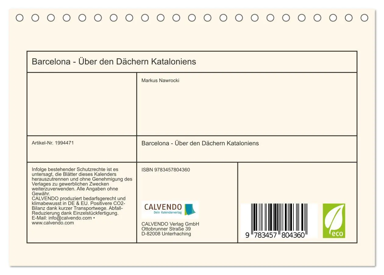 Bild: 9783457804360 | Barcelona - Über den Dächern Kataloniens (Tischkalender 2026 DIN A5...