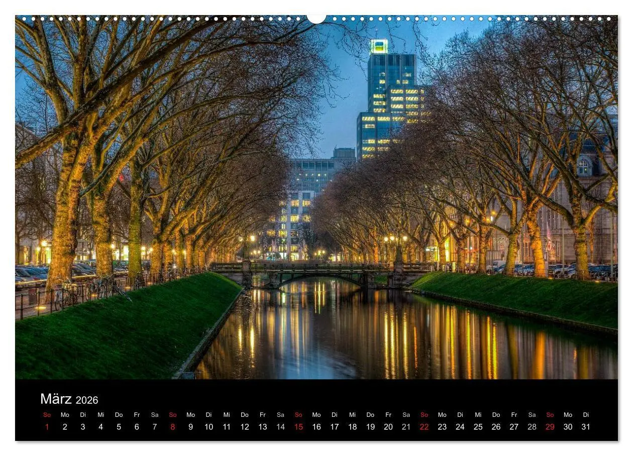 Bild: 9783516134360 | Düsseldorf - Ansichten am Abend (Wandkalender 2026 DIN A2 quer),...