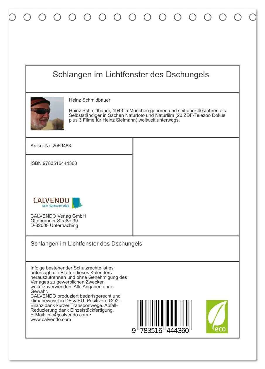 Bild: 9783516444360 | Schlangen im Lichtfenster des Dschungels (Tischkalender 2026 DIN A5...
