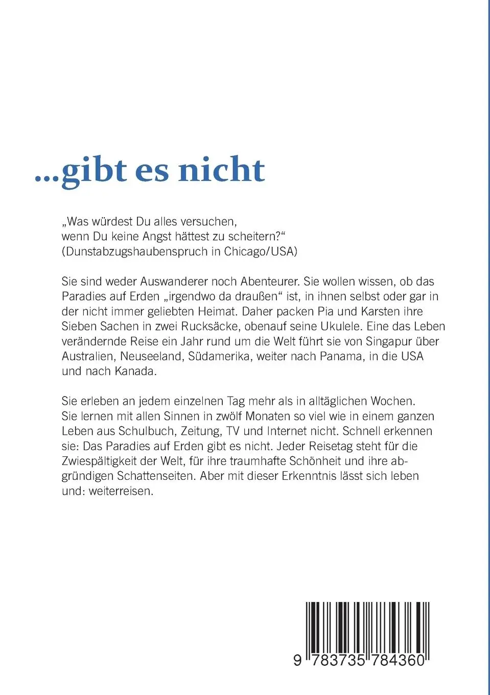 Rückseite: 9783735784360 | Das Paradies auf Erden... | Weltreisegeschichten | Deicke (u. a.)