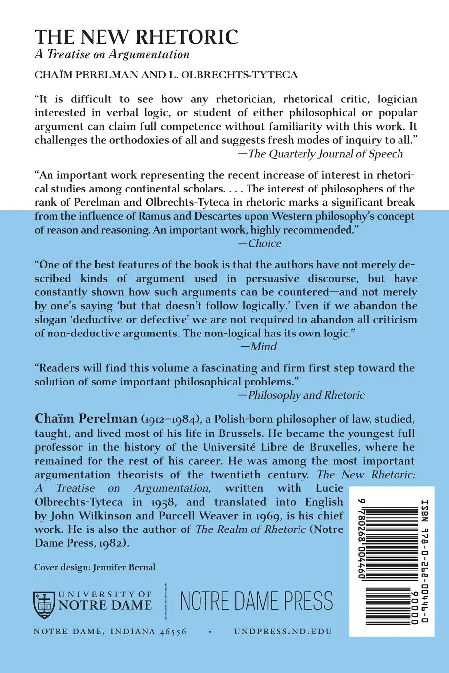 Rückseite: 9780268004460 | New Rhetoric, The | A Treatise on Argumentation | Perelman (u. a.)