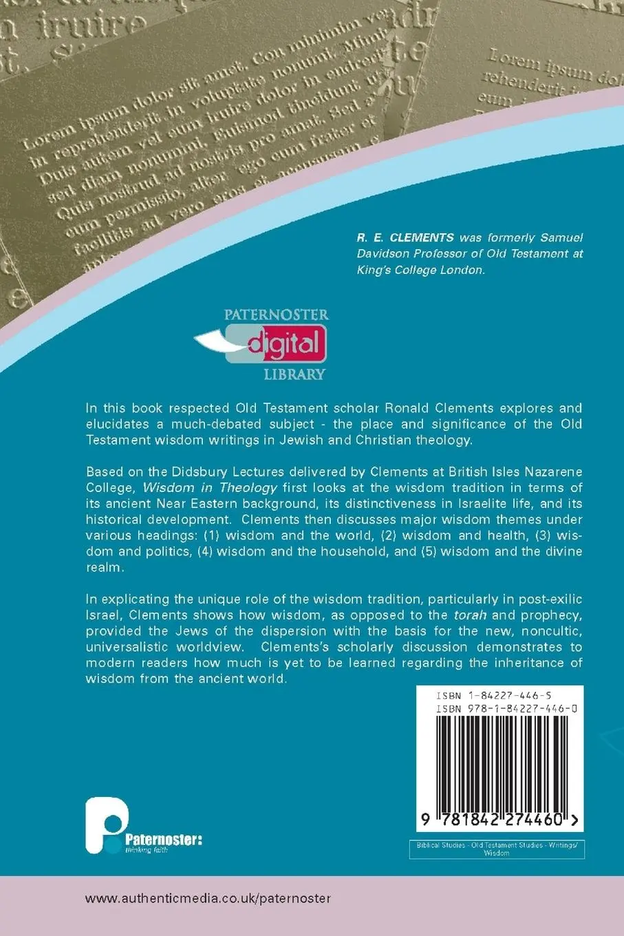 Rückseite: 9781842274460 | Wisdom in Theology | R E Clements | Taschenbuch | Englisch | 2006