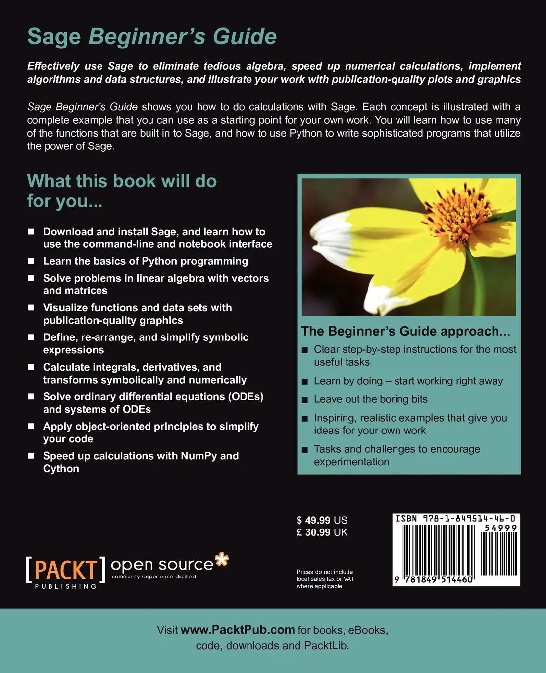 Rückseite: 9781849514460 | Sage | Beginner's Guide | Craig Finch | Taschenbuch | Englisch | 2011