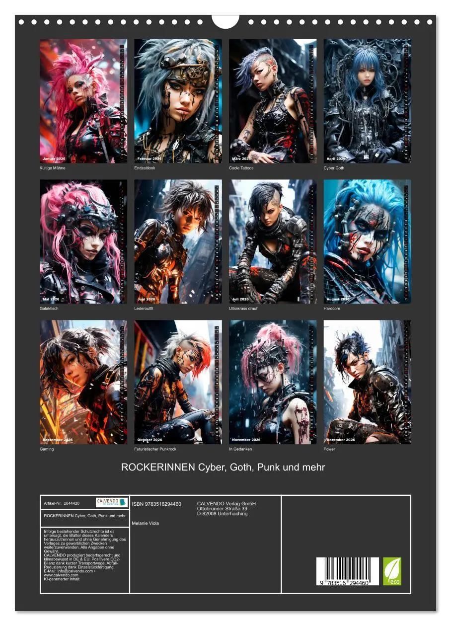 Bild: 9783516294460 | ROCKERINNEN Cyber, Goth, Punk und mehr (Wandkalender 2026 DIN A3...